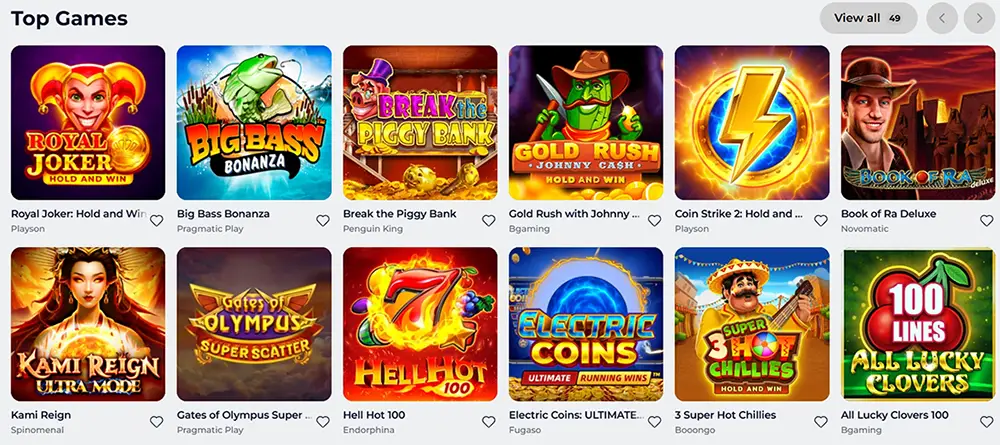 Kinghills Casino games